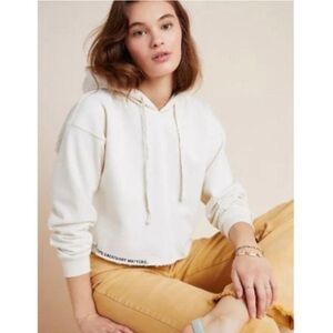 Upcycle X Anthropologie Cream Cropped Hoodie XL